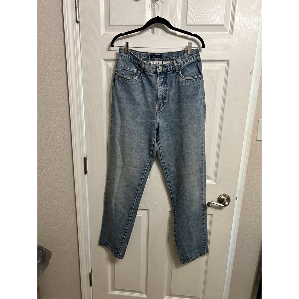 Bill Blass Women's 10 High‎ Waisted 90's Mom Jeans Light Wash Denim Easy Fit